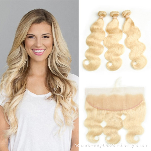 Cheap Natural Color 613 Straight Curly Body Deep Water Weave 100% Human Hair Closure and Frontal Extensions